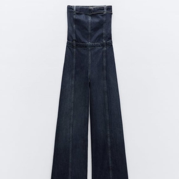 ZARA STRAPLESS TRF DENIM JUMPSUIT NAVY BLUE | 0541/239 266/015 - Picture 4 of 7